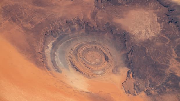 The Richat Structure in Mauritania, also known as the Eye of the Sahara.