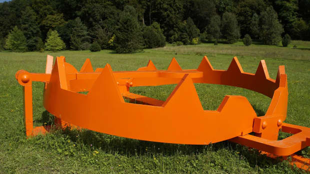 Oversized orange bear trap.
