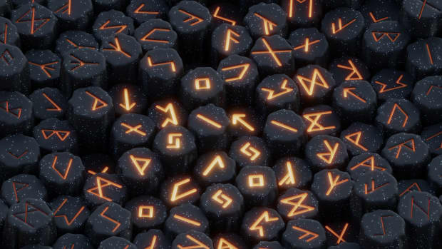 glowing runes on stones