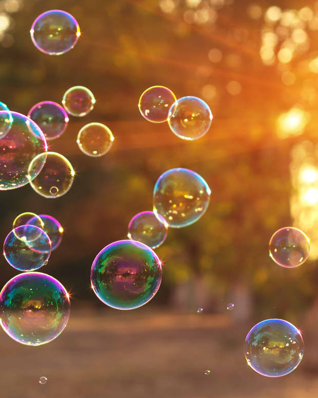 bubbles shimmering in sunlight