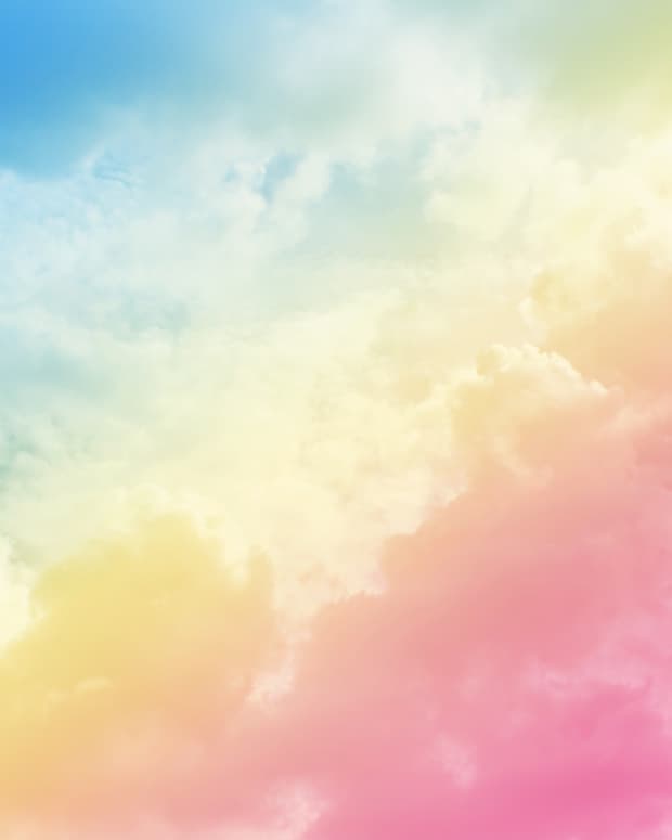 rainbow ombre filter over a picture of clouds.