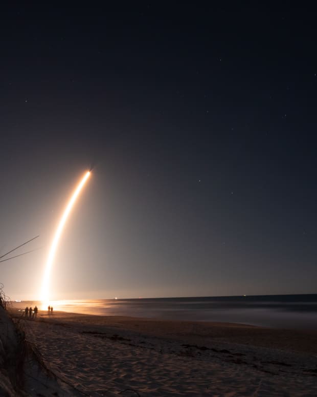 Space X Launch at night, from a beach.